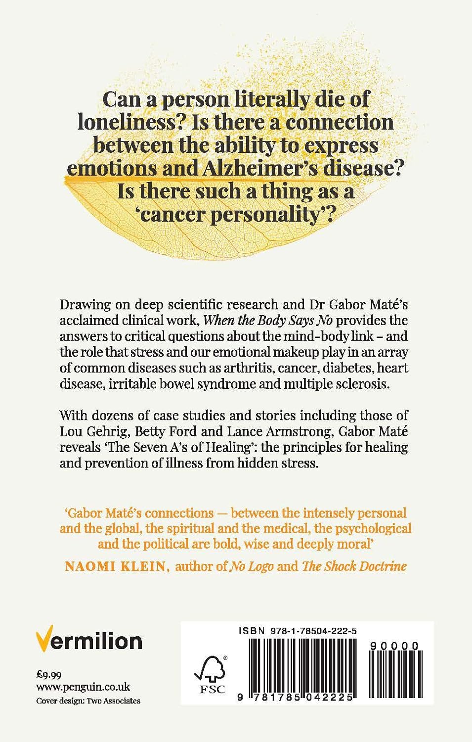 Pre Order: When the Body Says No: The Cost of Hidden Stress Paperback by Dr Gabor Maté