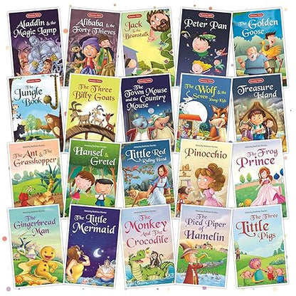 Pre Order : Set of 20 Classic Tales & Bedtime Story Books| English Short Stories for 3+ | Pinocchio,Three Little Pigs, Aladdin, Alibaba, Jungle Book & Others Product Bundle  by Team Pegasus