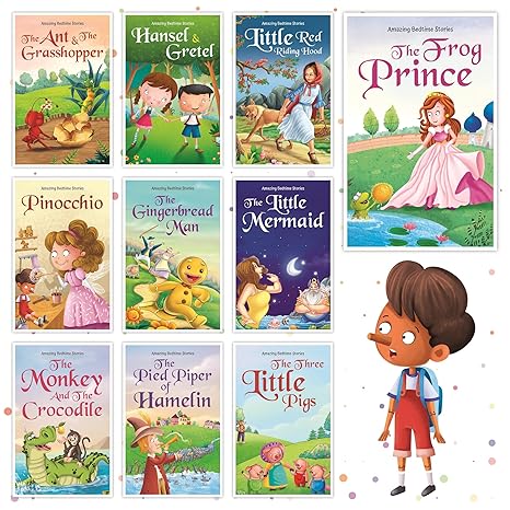 Pre Order : Set of 20 Classic Tales & Bedtime Story Books| English Short Stories for 3+ | Pinocchio,Three Little Pigs, Aladdin, Alibaba, Jungle Book & Others Product Bundle  by Team Pegasus