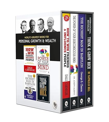 World’s Greatest Books For Personal Growth & Wealth (Set of 4 Books) –  by Dale Carnegie, Napoleon Hill, Dr. Joseph Murphy, George S. Clason