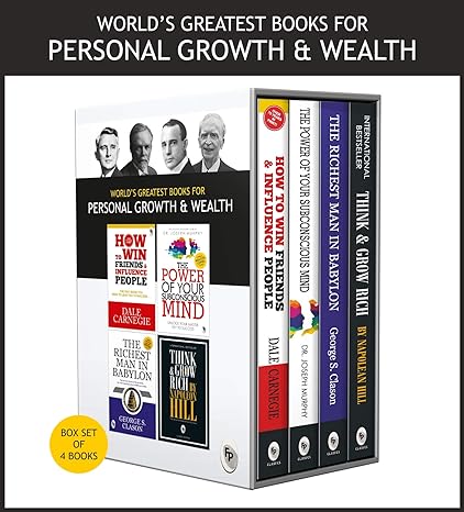 World’s Greatest Books For Personal Growth & Wealth (Set of 4 Books) –  by Dale Carnegie, Napoleon Hill, Dr. Joseph Murphy, George S. Clason