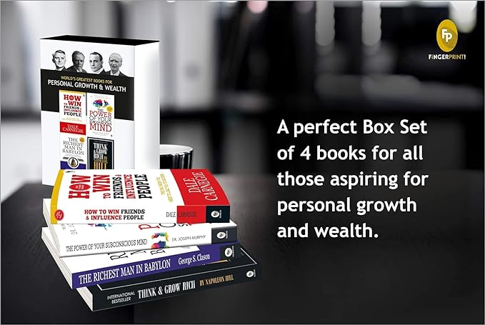 World’s Greatest Books For Personal Growth & Wealth (Set of 4 Books) –  by Dale Carnegie, Napoleon Hill, Dr. Joseph Murphy, George S. Clason